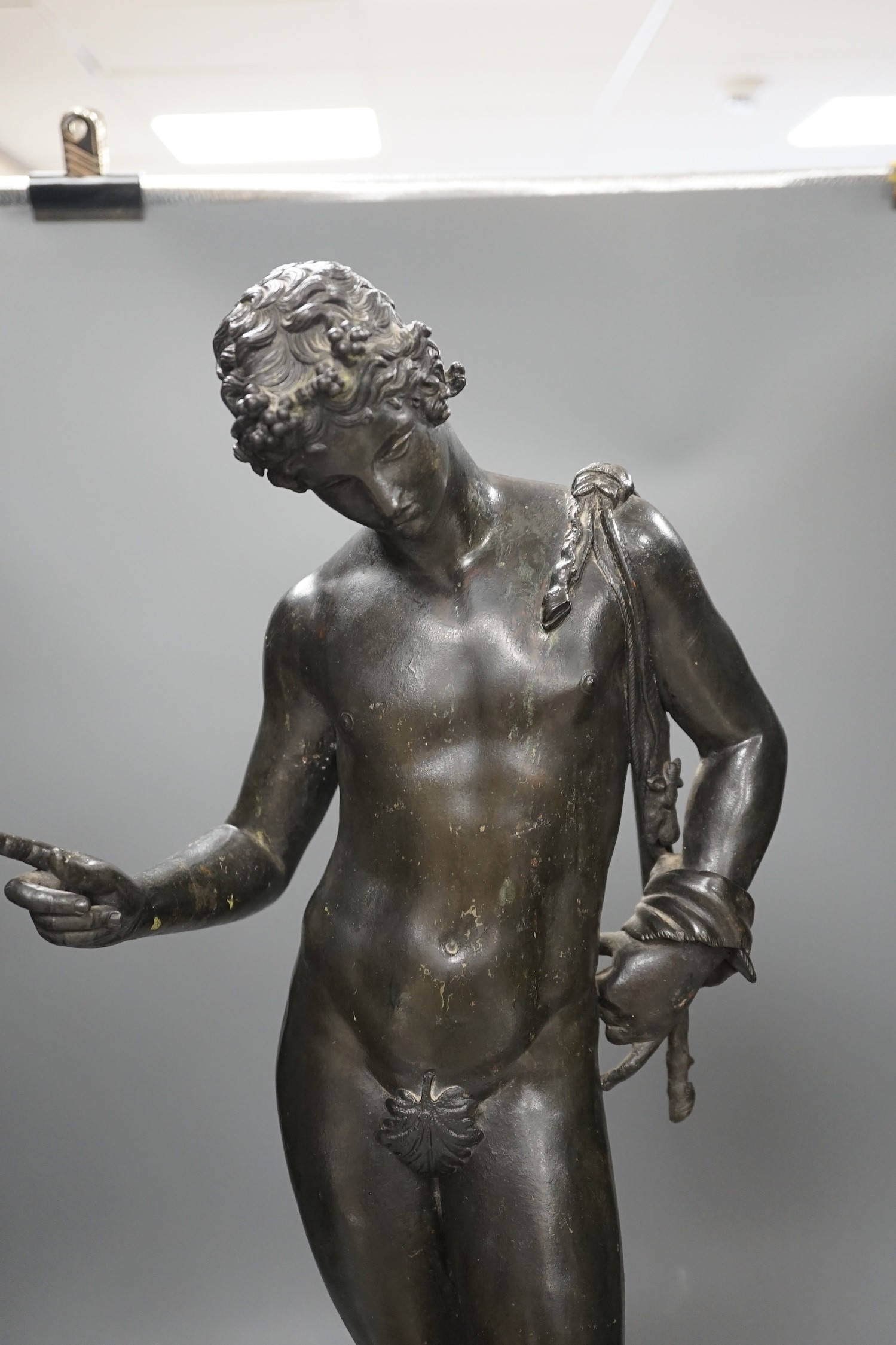 After the antique, a bronze figure of David, 62 cms high